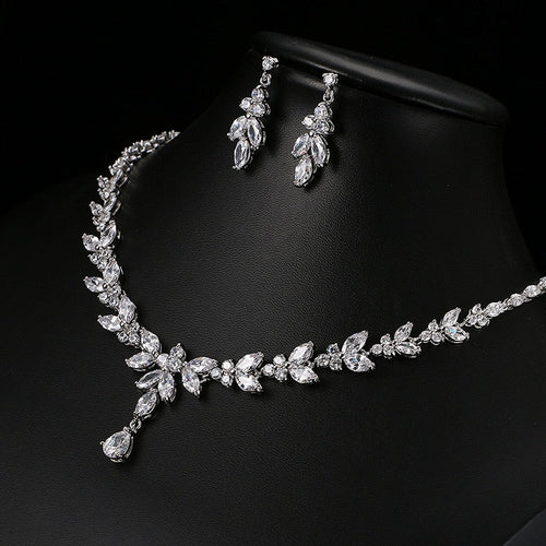 Crystal Leaf Jewelry Set